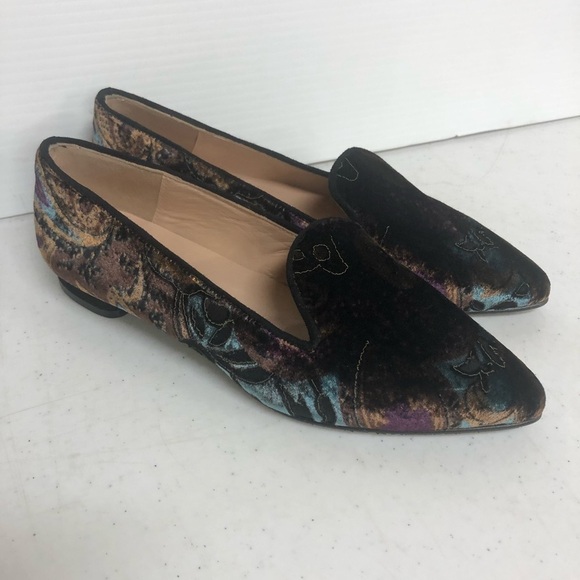 Brenda Zaro Womens Multi Color Pointed Toe Velvet Flats Size 37 7 - Picture 1 of 8
